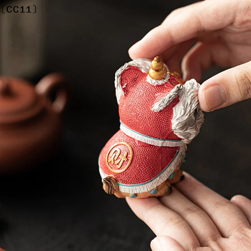 Color-Changing Lion Dance Tea Pet | Chinese Table Figurine Decorative Figurine Qme