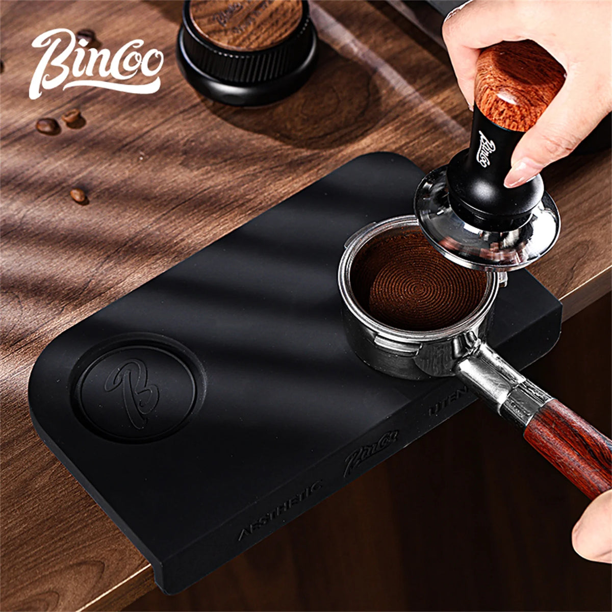 Bincoo Espresso Bar Mat – Anti-Slip Silicone Tamper & Tool Rest Espresso Bar Mat Qst