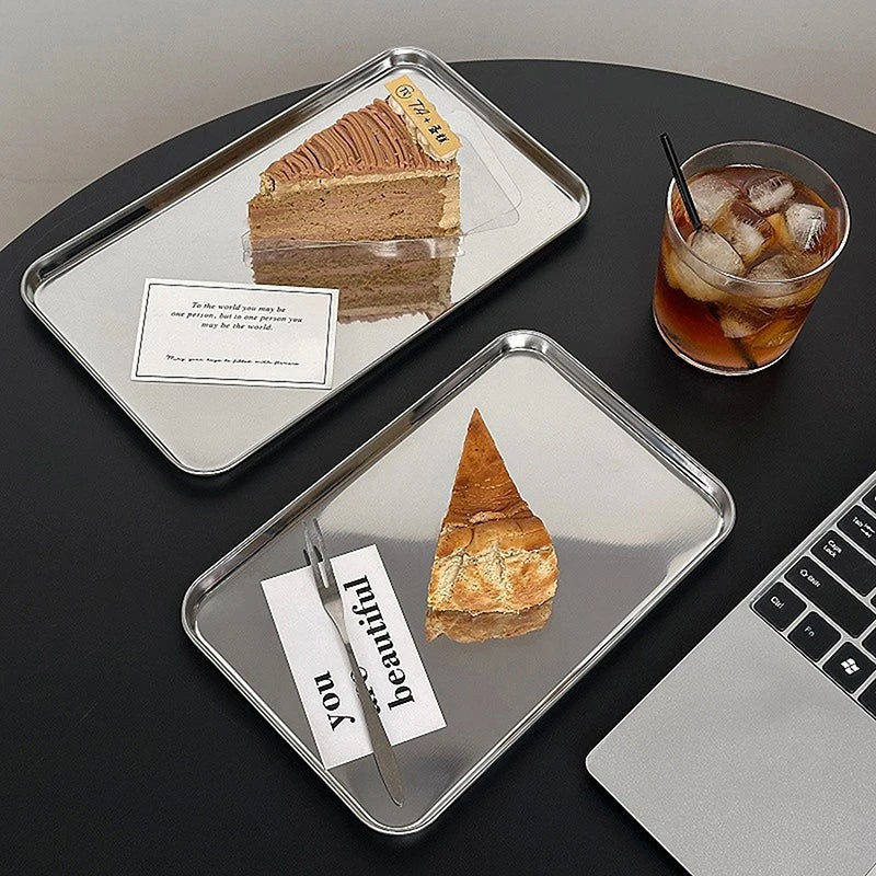 Nordic Stainless Steel Dessert Plate & Snack Serving Tray Serving Tray Qme
