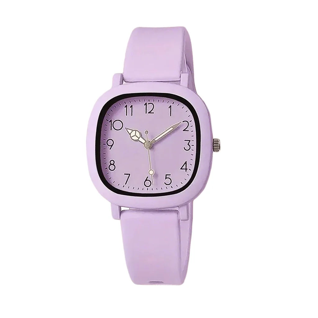 Candy Colored Silicone Square Quartz Watch – Student Sports Silicone Quartz Watch Qme