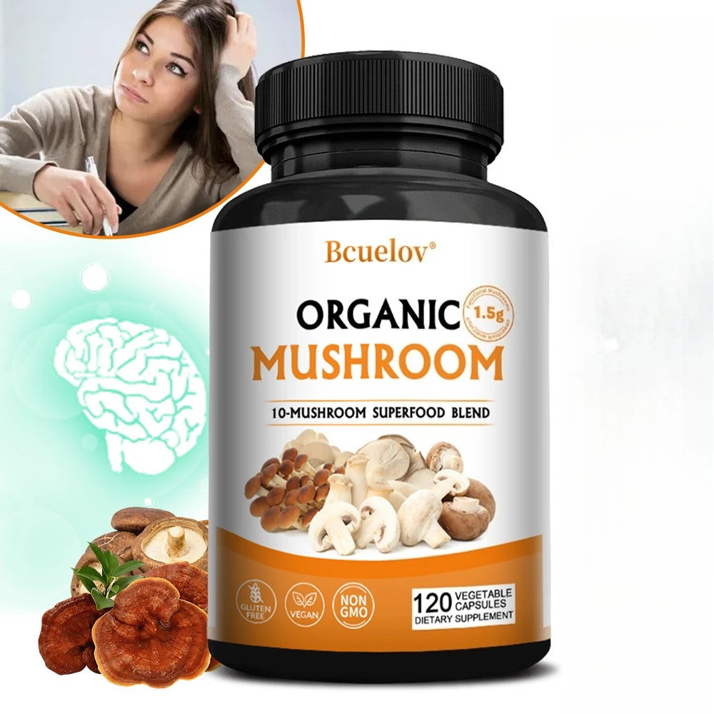 Mushroom Complex – Lion's Mane, Reishi & Cordyceps Capsules Mushroom Supplement Qst