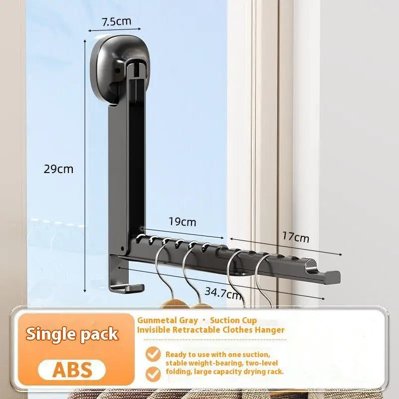 Foldable Retractable Wall-Mounted Clothes Drying Rack Clothes Drying Rack Qme Gray