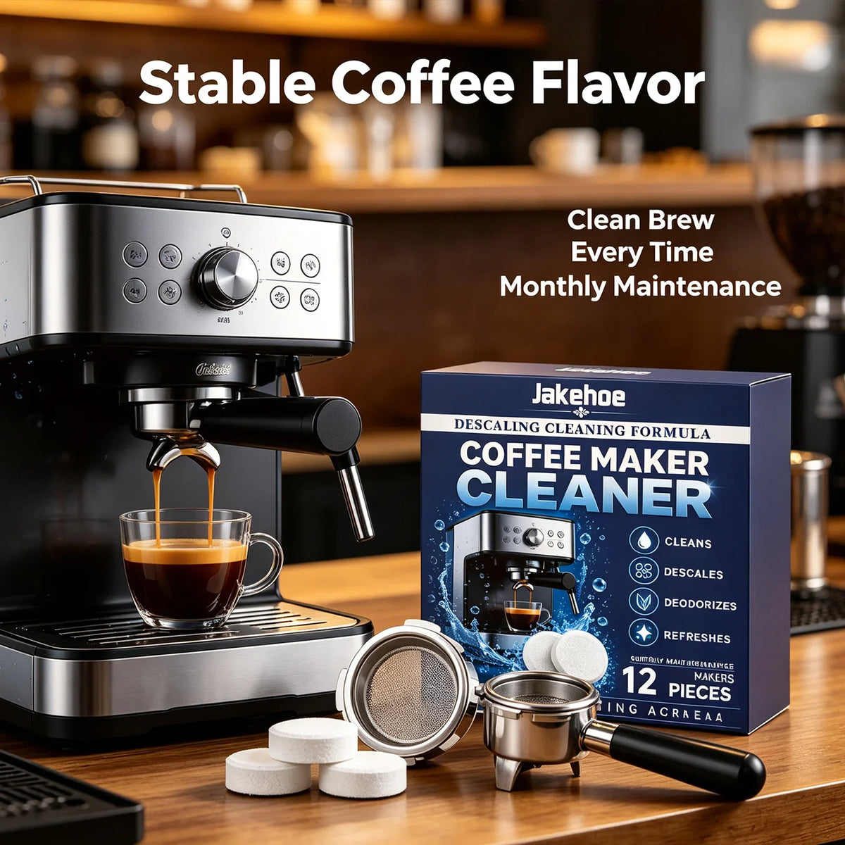 Coffee Maker Descaling Tablets – Clean, Deodorize & Restore Coffee Machine Cleaner Qme
