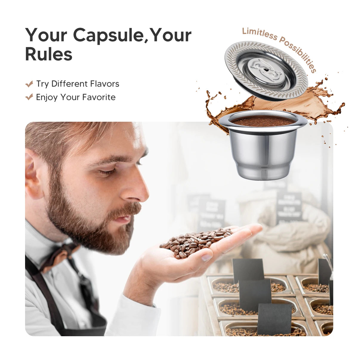 Reusable Stainless Steel Capsules for Nespresso OriginalLine Reusable Coffee Capsules Qst