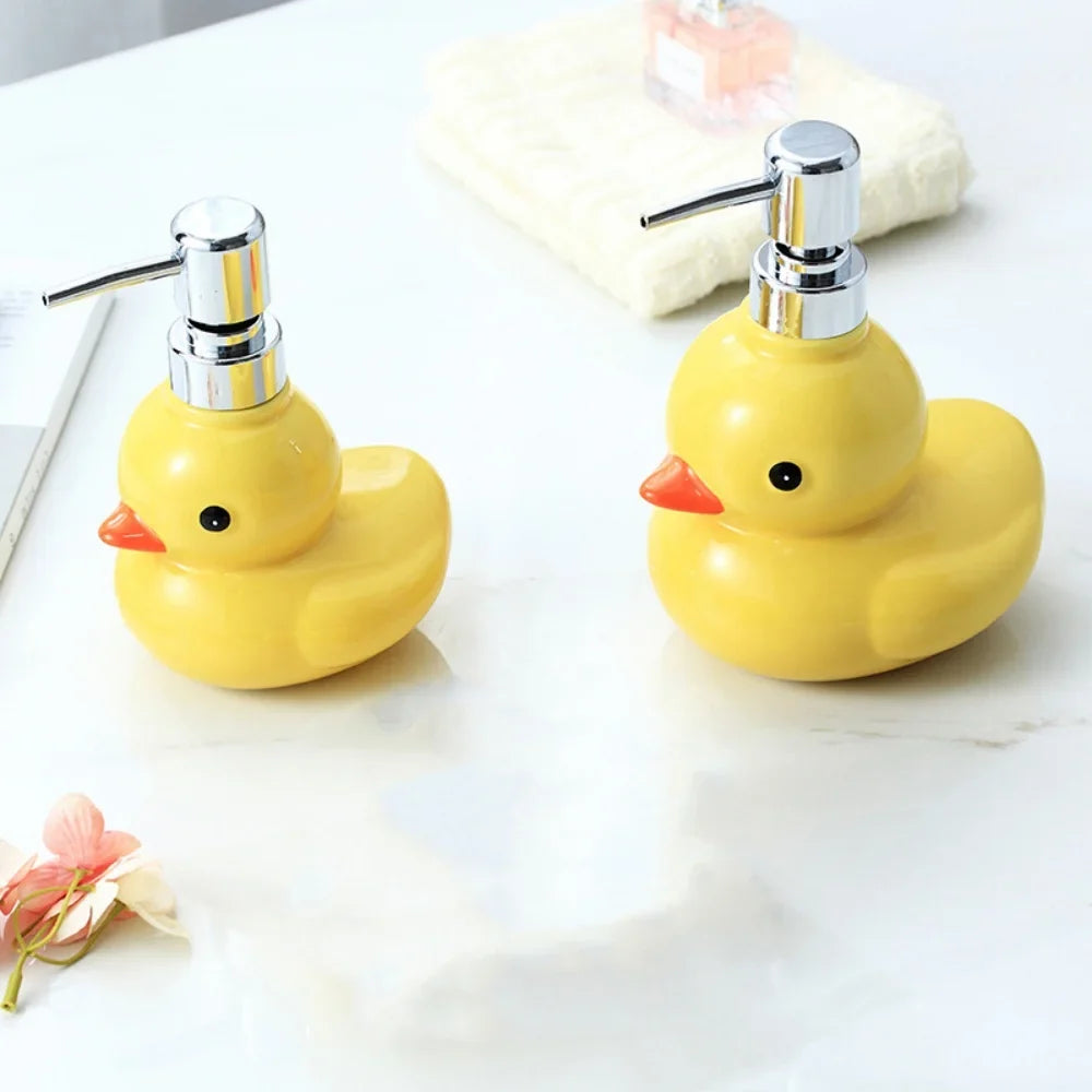 Cute Yellow Duck Ceramic Soap & Lotion Dispenser Bottle Ceramic Soap Dispenser Qme