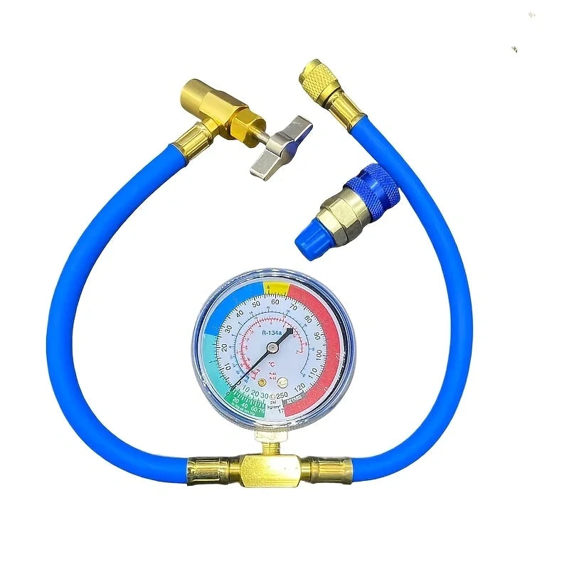 R134A Recharge Hose with Pressure Gauge & Can Tap | Qme AC Recharge Kit Qme Default Title