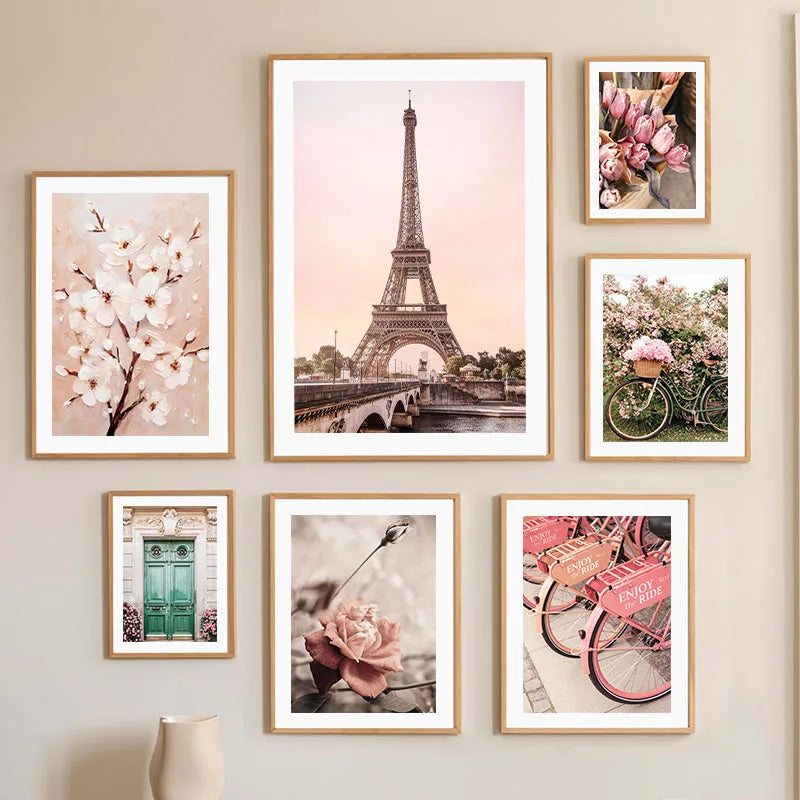 Paris Tower Cherry Blossom Canvas Wall Art – Nordic Poster Canvas Wall Art Qst
