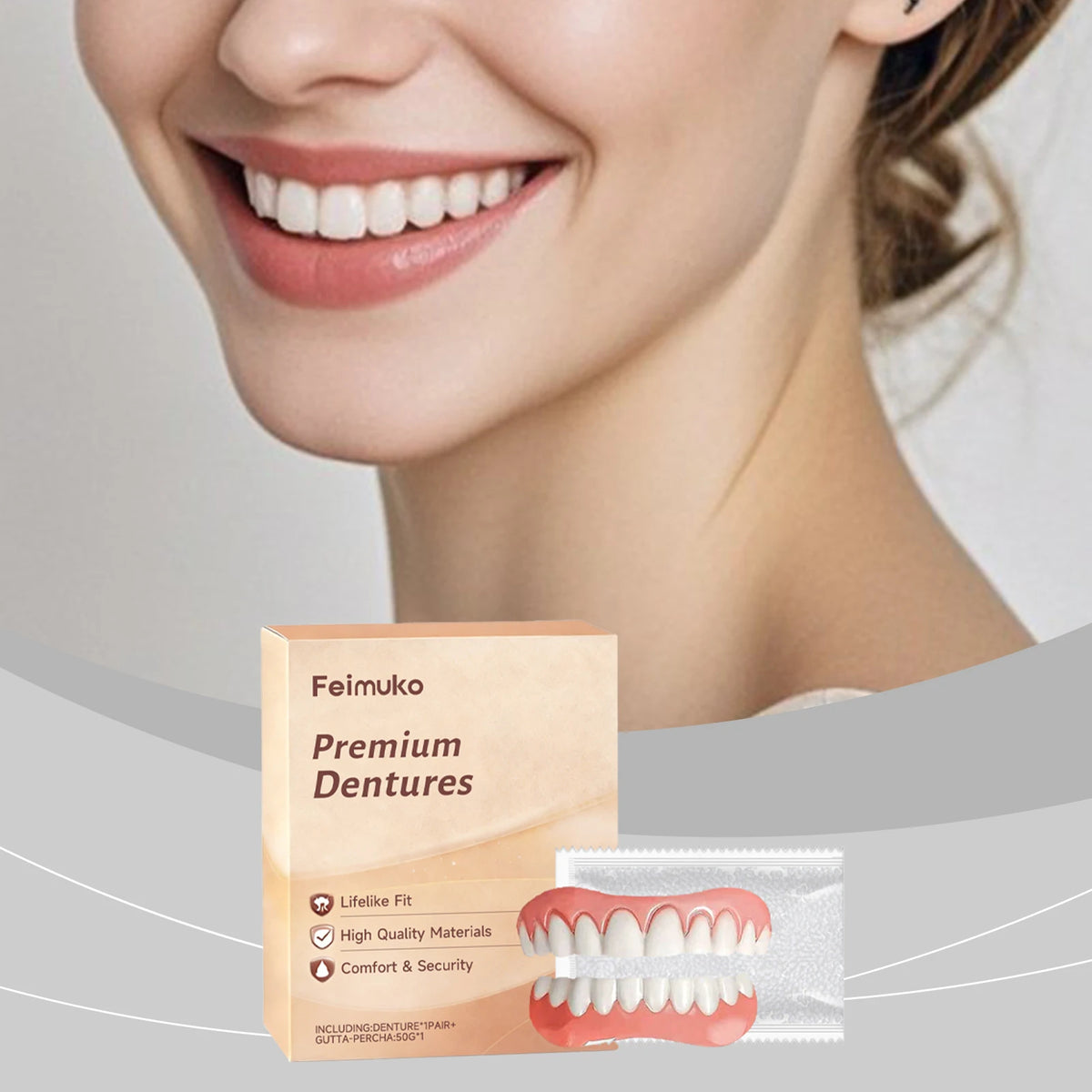 Resin Denture Set – Soft Silicone Upper & Lower Veneers Cosmetic Dental Veneers Qst