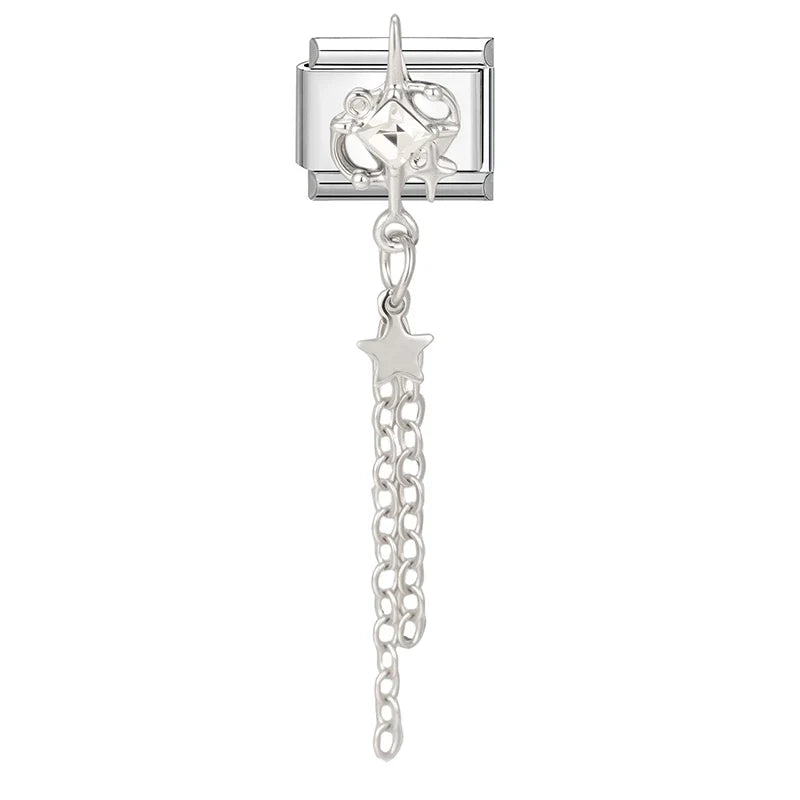 Zircon Heart Bird Bowknot Star Pendant Italian Charm | 9mm