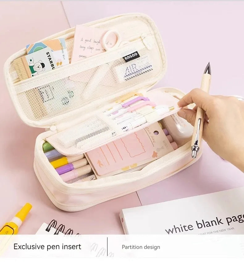 Kawaii Pencil Case Double Layer Large Capacity Bag | 9 Colors Pencil Case Qme