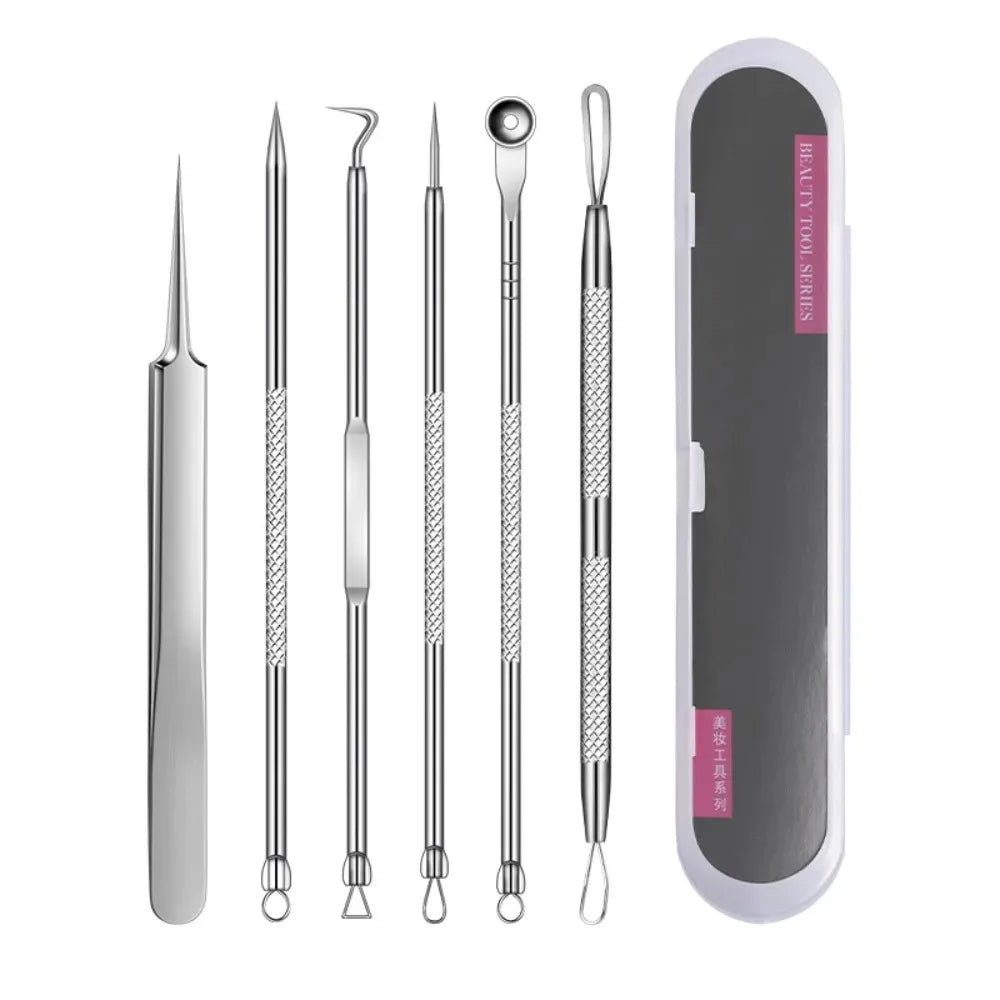 Stainless Steel Comedone Extractor & Blackhead Remover Tool Set Skin Care Tool Set Qme