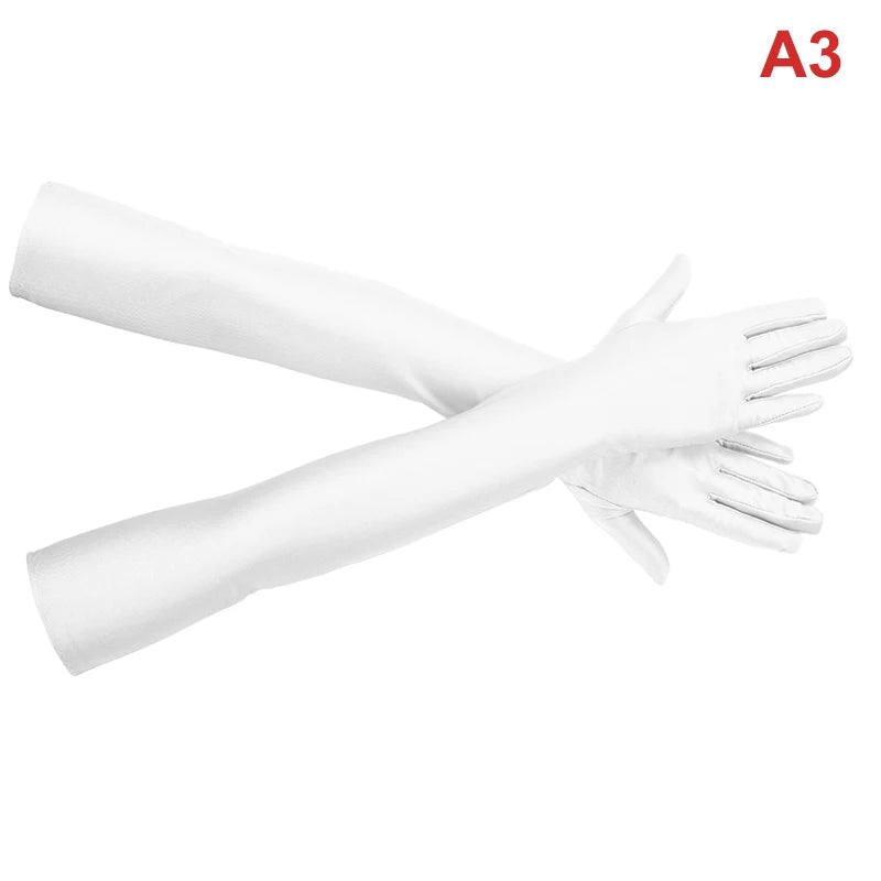 Women's Elbow-Length Spandex Gloves – Party, Wedding & Performance Long Spandex Gloves Qst A3