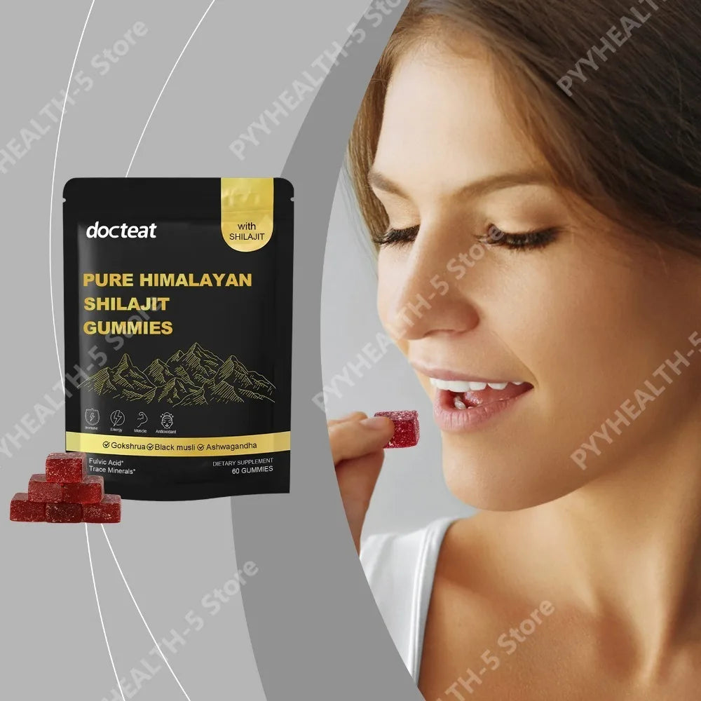 Docteat Himalayan Shilajit Gummies with Ashwagandha 60 CT Herbal Supplement Gummies Qst