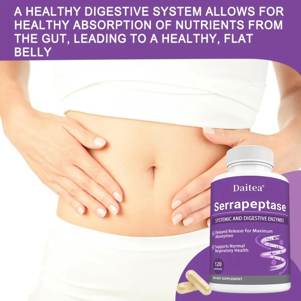 Serrapeptase 45,000 SPU Enzyme Supplement – Sinus & Gut Health Enzyme Supplement Qst