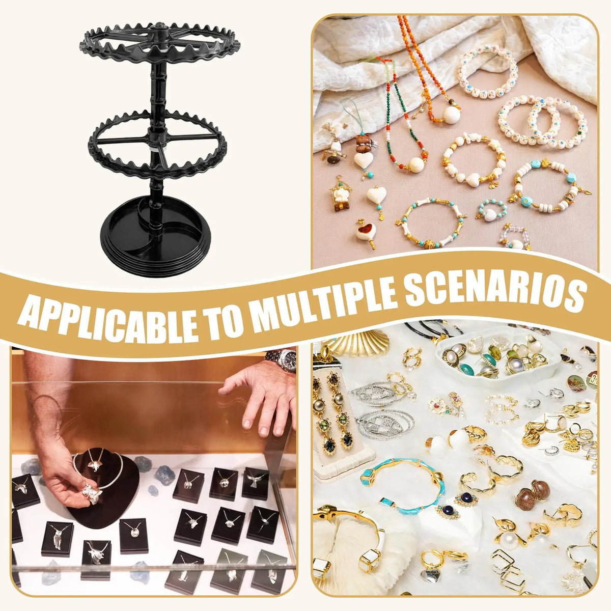 Double-Layer Rotating Jewelry Organizer Rack for Women Jewelry Organizer Rack Qme