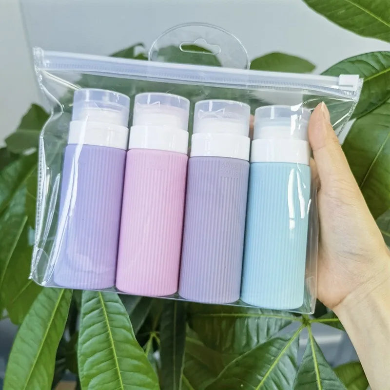 Silicone Travel Squeeze Bottles Leakproof Refillable Set of 4 Travel Squeeze Bottles Qme
