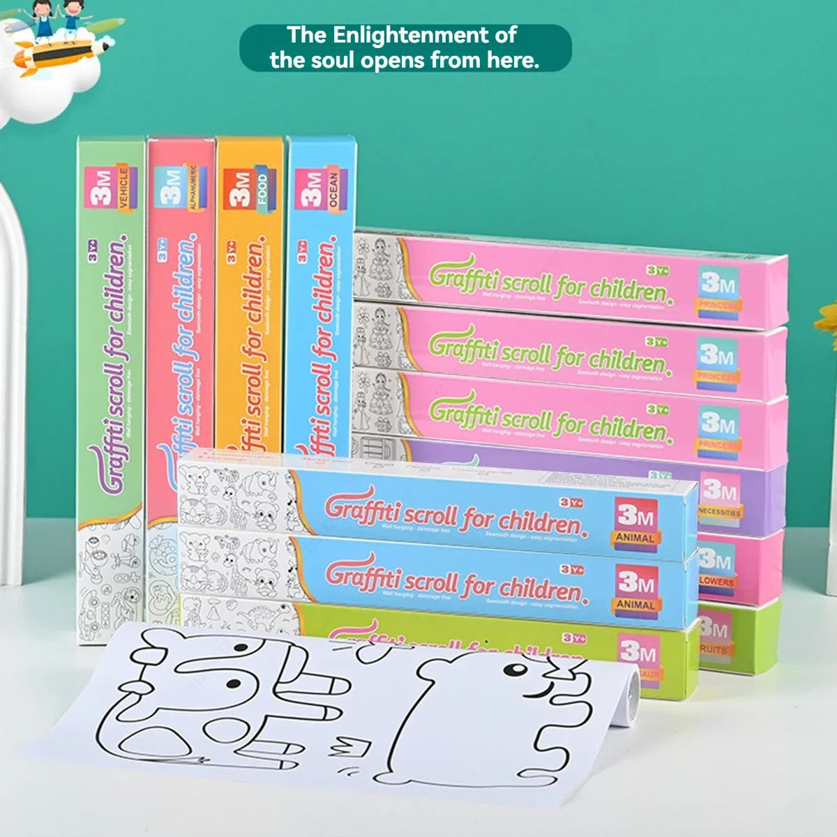 Kids 3M Doodle Drawing Roll – DIY Coloring Paper Scroll Kids Coloring Paper Roll Qme