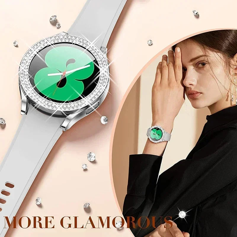 Bling Diamond Case Samsung Galaxy Watch 6 & 4 – Two Rows Smartwatch Bling Case Qme