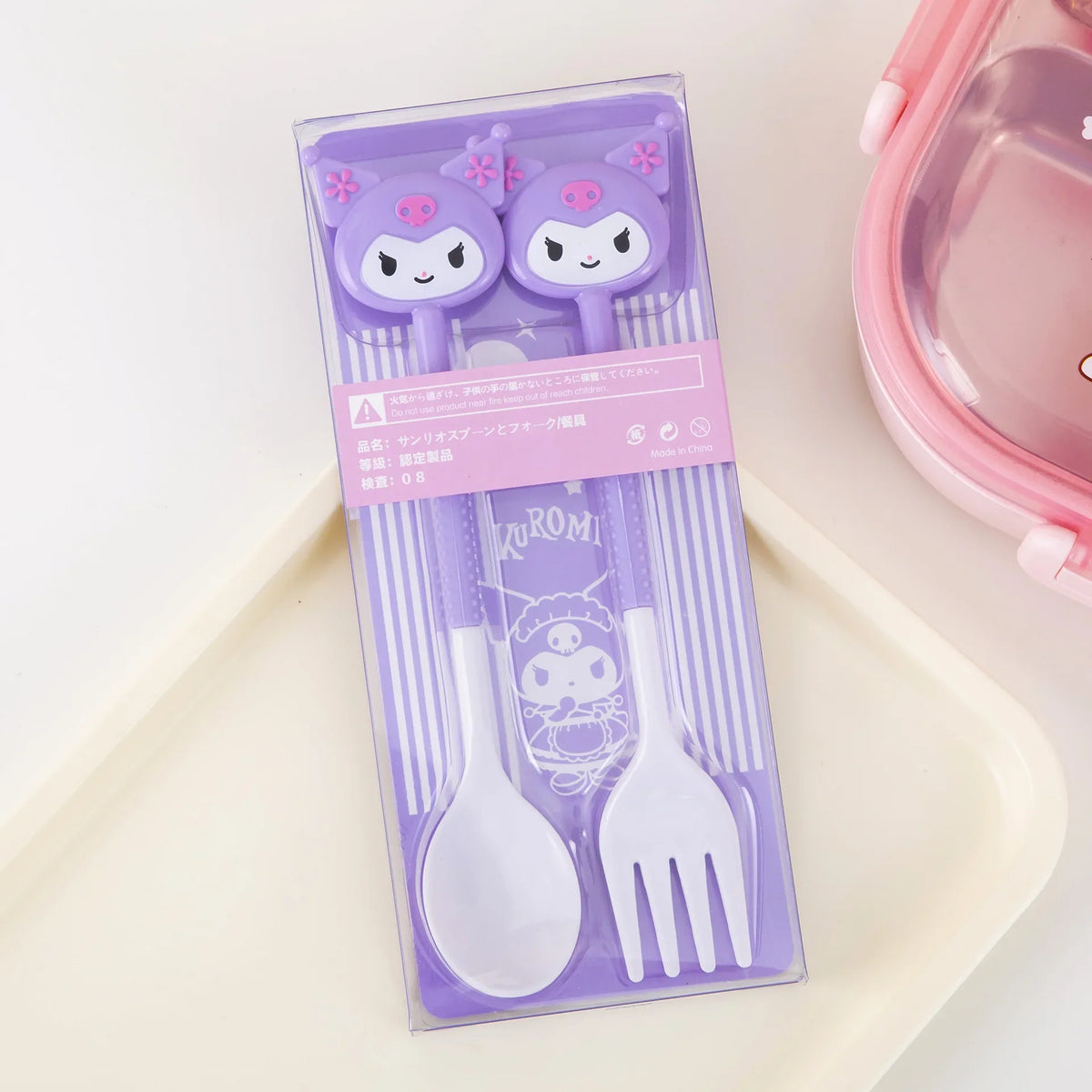 Hello Kitty Kuromi Cute Fork & Spoon Set – 5 Colors Kawaii Cutlery Set Qme 1