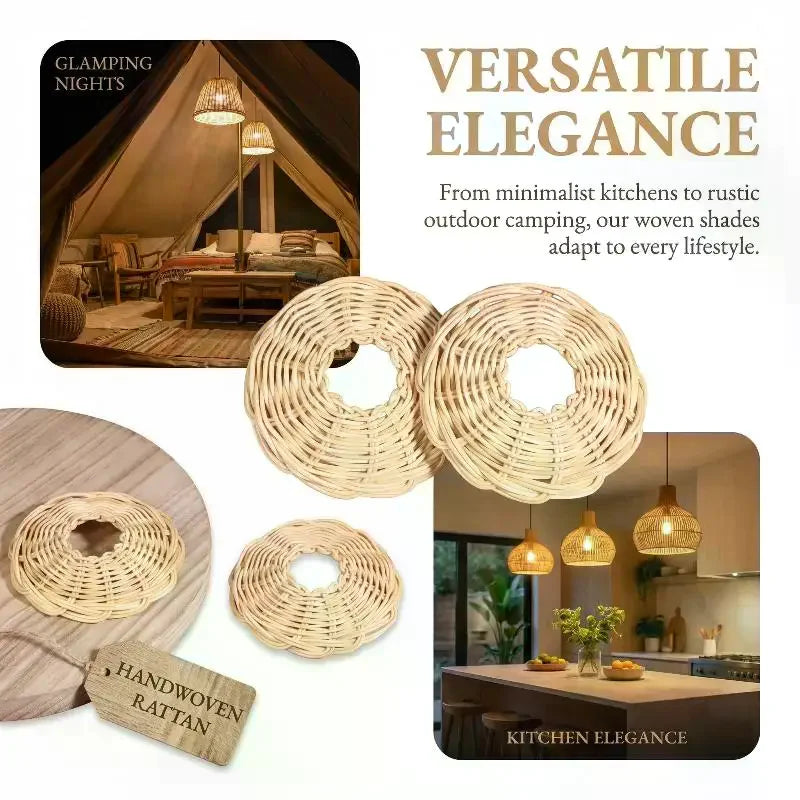 Handwoven Rattan Lampshade | Vintage Chandelier Light Cover Rattan Lampshade Qme