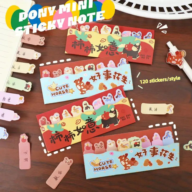Cute Pony Cartoon Index Sticky Notes – Tearable Paper Tabs Cartoon Sticky Notes Qme