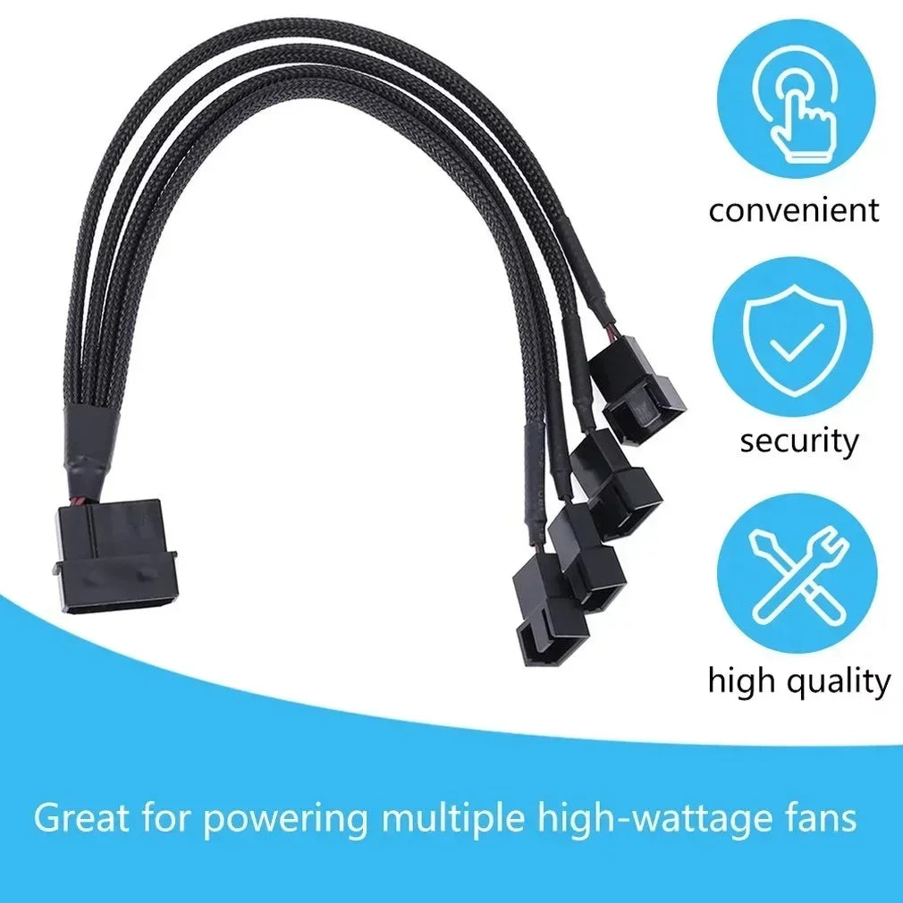 4-Pin Molex 4-Way Fan Splitter Adapter – CPU, Case & Mining Fan Splitter Adapter Qme
