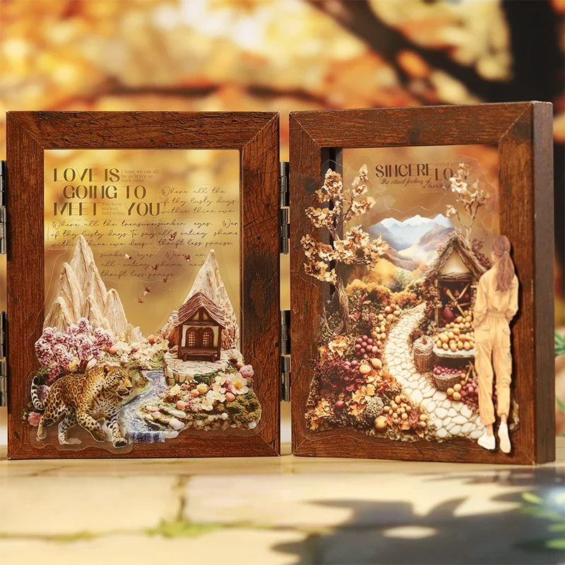 Fairy Tale House Scenery Stickers – Multi-Scene Collage Kit Craft Sticker Sheet Qme