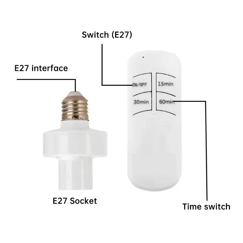 E27 Wireless Remote Smart Timer Lamp Holder 110V 220V | Qme Smart Timer Switch Qme