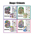 Fantasy House Miniature Scene Stickers – 3 Sheets, 5 Colors Decorative Craft Stickers Qme all