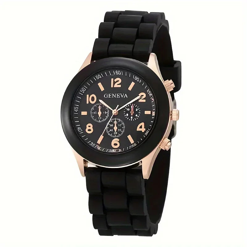 Round Triple Dial Quartz Watch Silicone Band – 15 Colors | Qme Quartz Wristwatch Qme