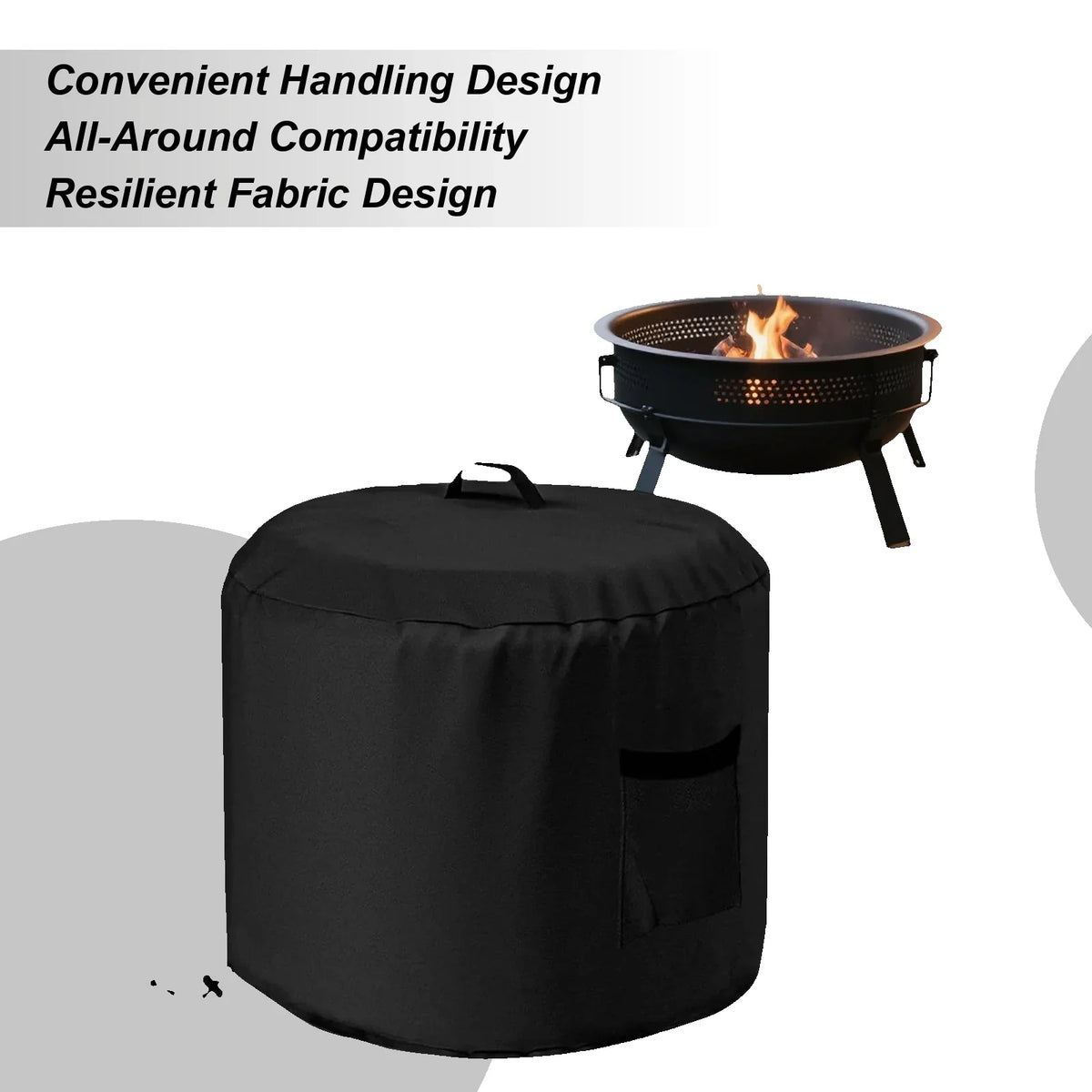 Waterproof Round Fire Pit Cover – Oxford Fabric Outdoor Protector Fire Pit Cover Qme