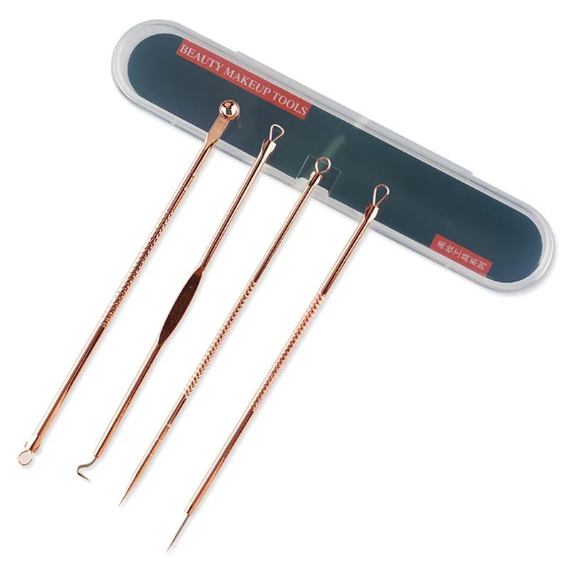 4-Piece Stainless Steel Acne Extractor Tool Set | Qme Skin Extractor Tool Set Qme