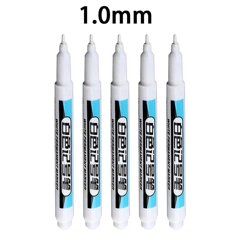 White Waterproof Marker Pens | Oily Ink DIY Graffiti Art Waterproof Marker Pens Qme 1.0mm - 5 Pcs