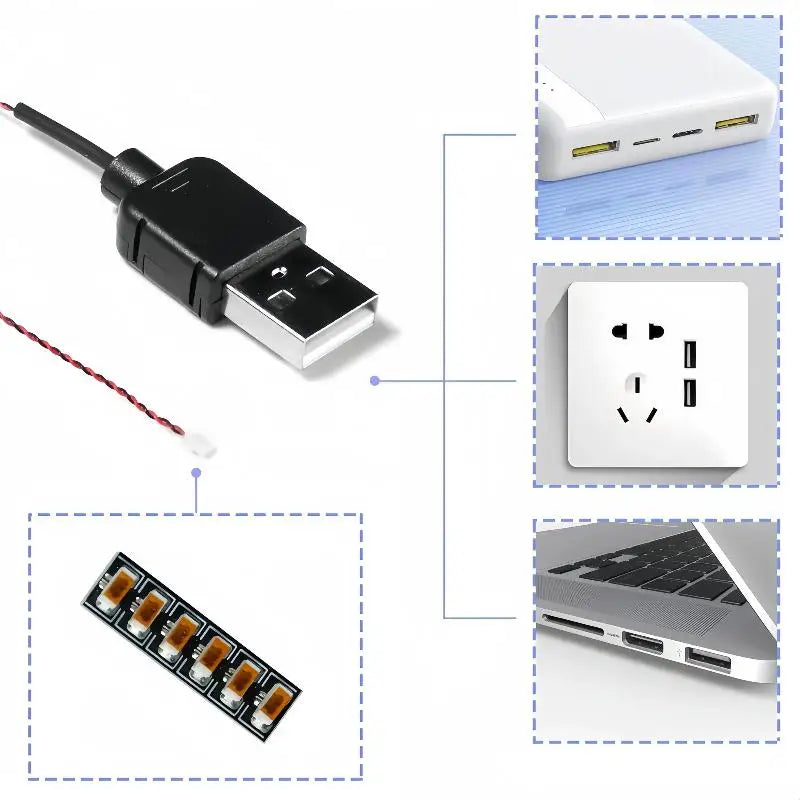 USB 5V Power Cable 0.8mm Pin for DIY Mini LED Light Strip LED Power Cable Qme