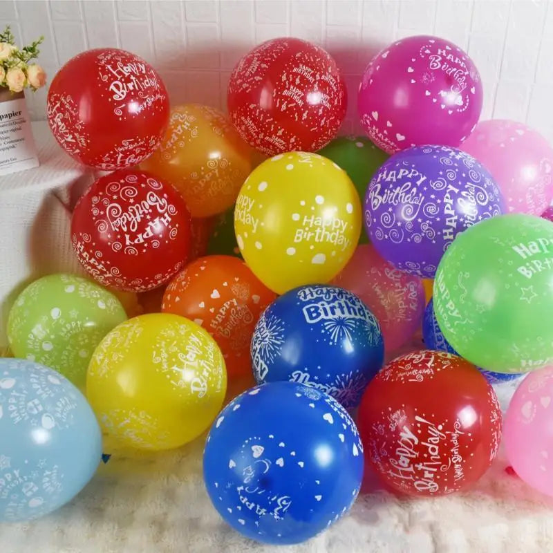 Happy Birthday Letter Printed Latex Balloon 12 Inch Party Decor Party Balloon Decor Qme