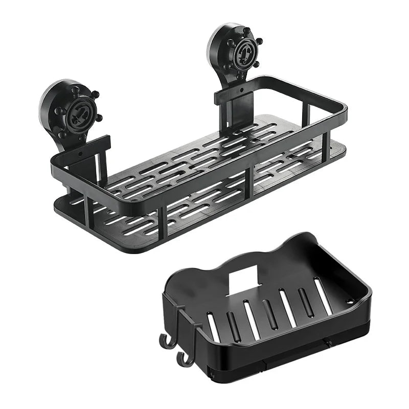 Wall Mounted Bathroom Storage Rack – No-Drill Suction Cup Shelf Bathroom Storage Rack Qme 1pc A 1pc Soap rack