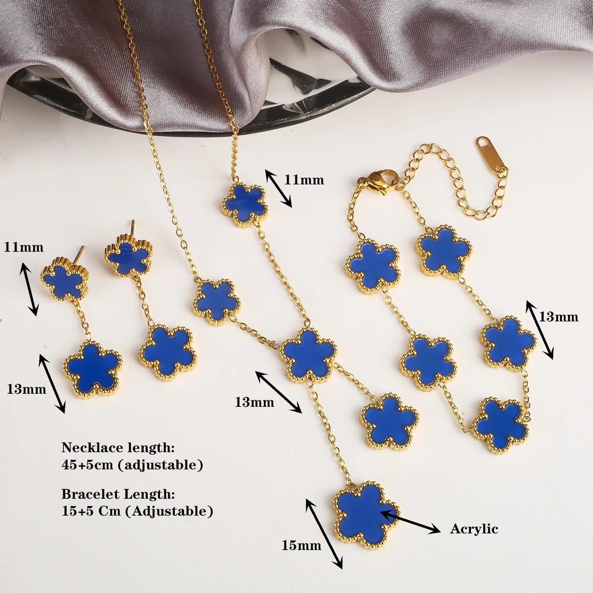 Stainless Steel Five Leaf Clover Flower Gold Bracelet Fashion Bracelet Qme
