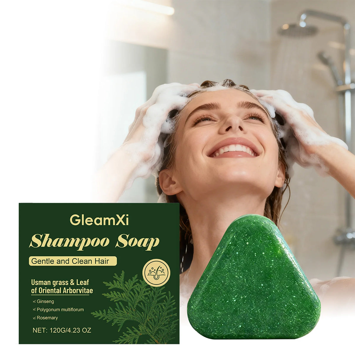 Gleamxi Natural Shampoo Bar – Oil Control & Scalp Cleanse Solid Shampoo Bar Qst