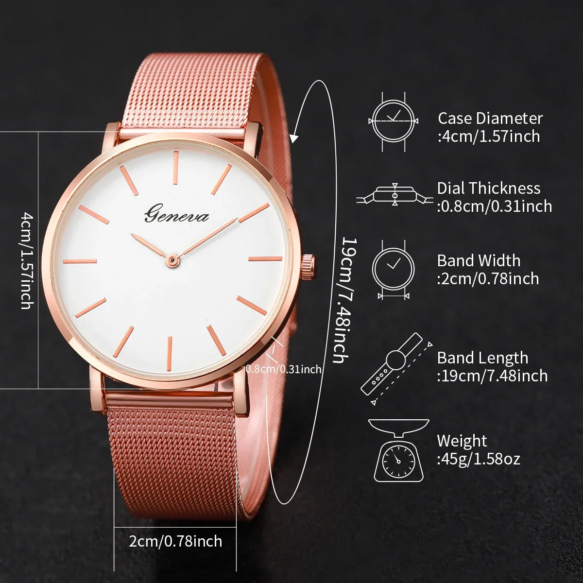 Women's Quartz Watch Simple Dial Mesh Band Bracelet Quartz Bracelet Watch Qme