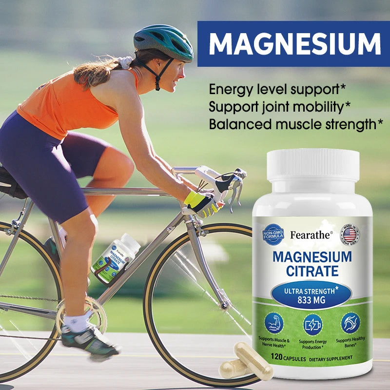 Fearathe Magnesium Citrate Capsules – Highly Absorbable Mineral Supplement Qst