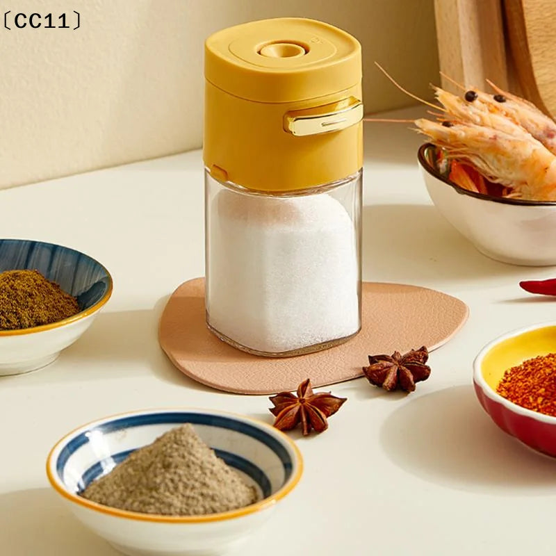 Glass Quantitative Seasoning Jar | Press-Type Salt Dispenser Seasoning Dispenser Jar Qme