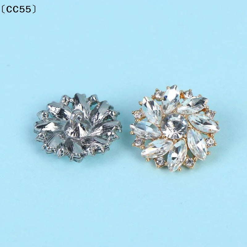 Rhinestone Flower Metal Buttons – Sparkling Decorative 2/4 Pcs Decorative Sewing Buttons Qst