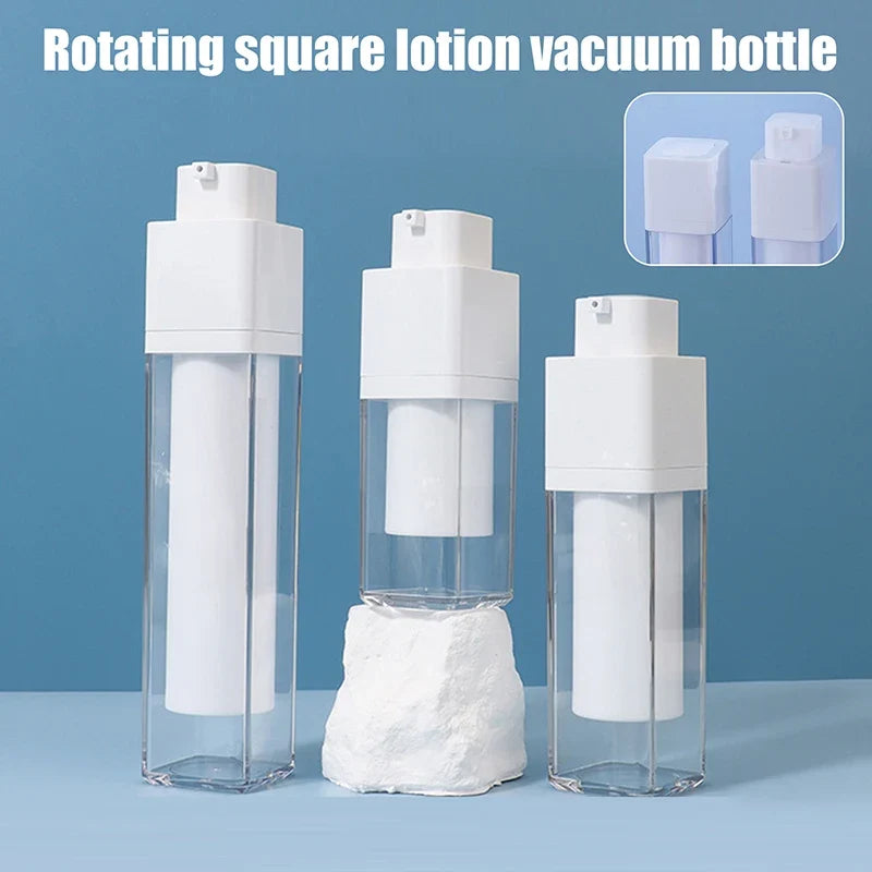 Square Vacuum Pump Bottles – Refillable Travel Dispensers 15/30/50ml Cosmetic Dispenser Bottle Qme
