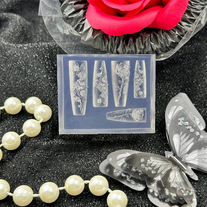 Silicone Rose Flower Nail Art Mold – DIY Resin Charm Mold Nail Art Mold Qme