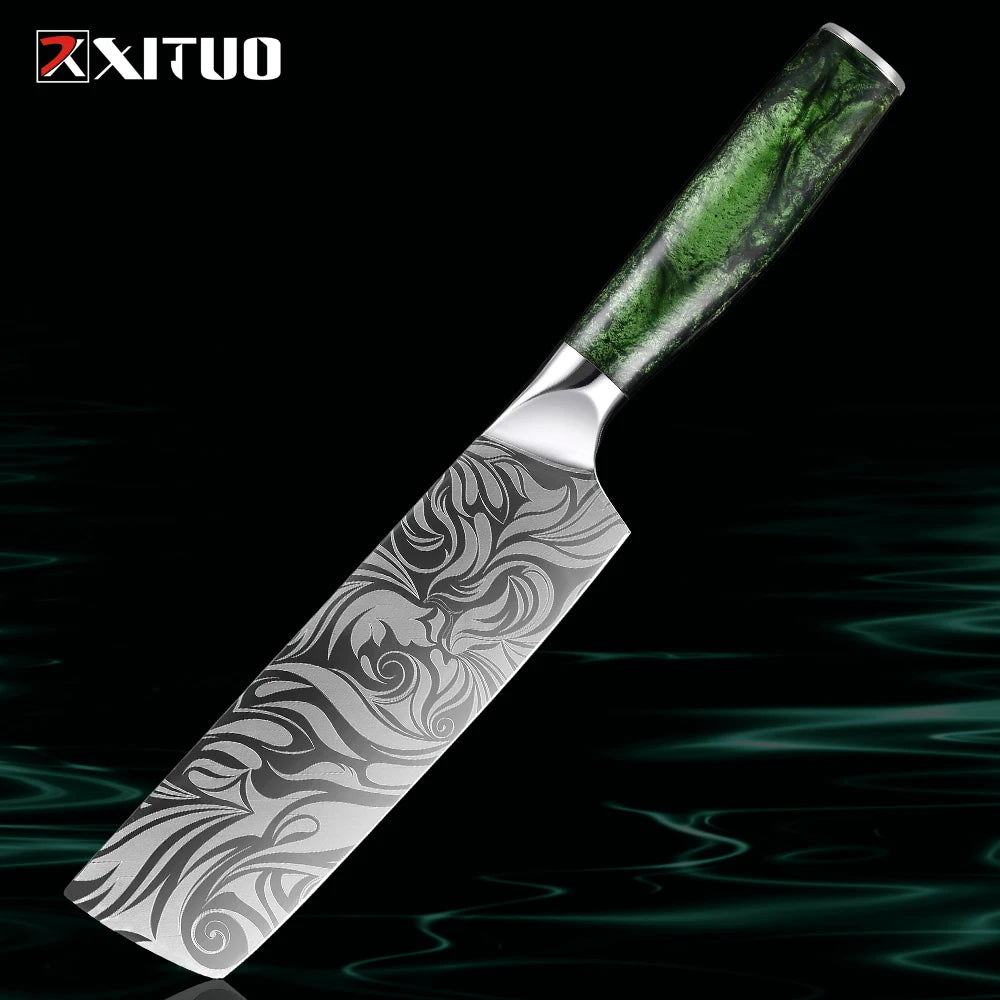 XITUO 7" Nakiri Japanese Chef Knife – Sharp Vegetable Cleaver Nakiri Chef Knife Qst Nakiri Knife