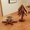 Christmas Tree Solid Wood Table Mat & Coaster Set Wood Table Coaster Qme walnut-3 leaf L
