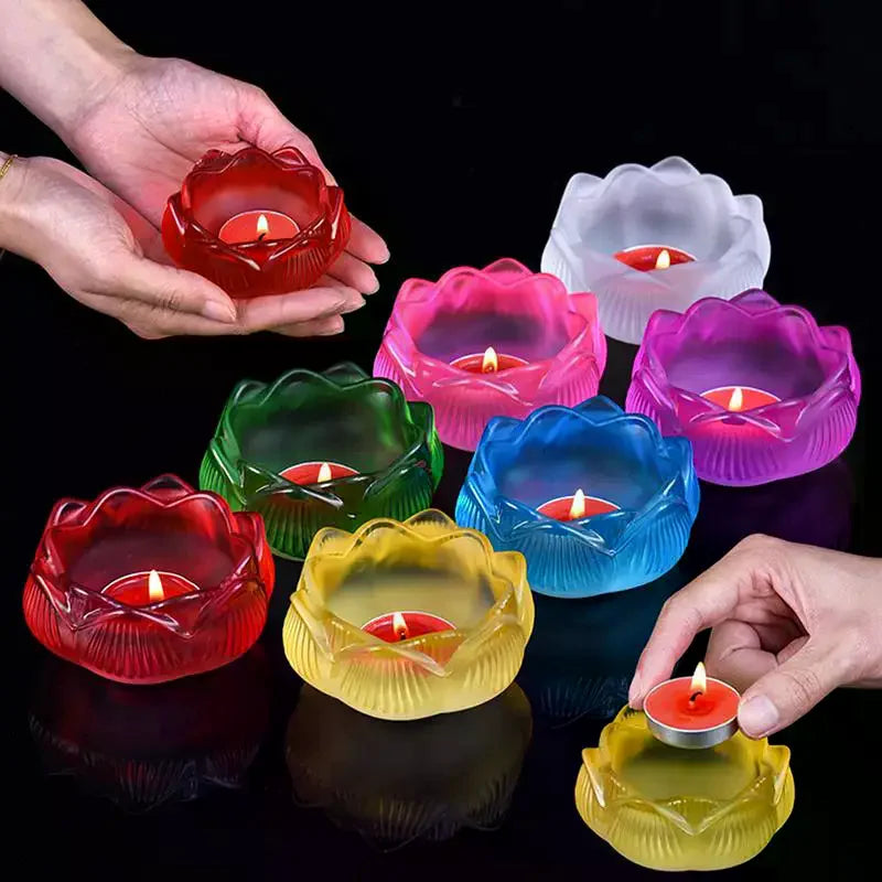 Glass Lotus Candle Holder – Windproof & Heat Resistant Candle Holder Qme