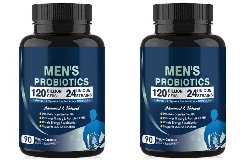 Probiotics for Men 120B CFUs 24 Strains Enzymes Prebiotics 90 Caps Probiotic Supplement Qst 2botlles 180Capsules