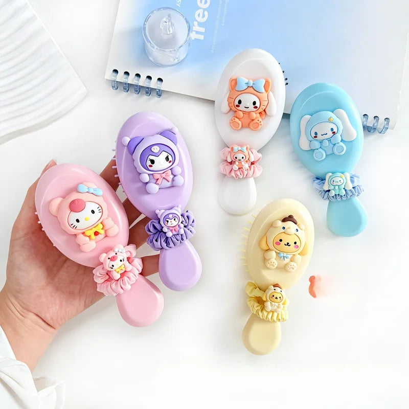 Hello Kitty Kuromi Air Cushion Comb & Hair Tie – Portable Air Cushion Comb Qme