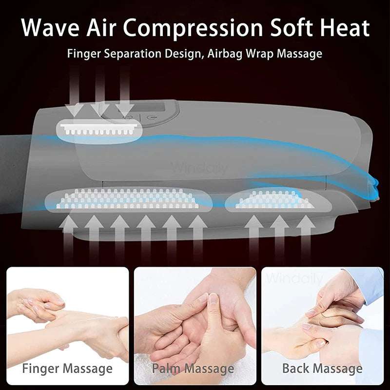Windaily Wireless Hand Massager – Heat & Air Compression Hand Massager Device Qst